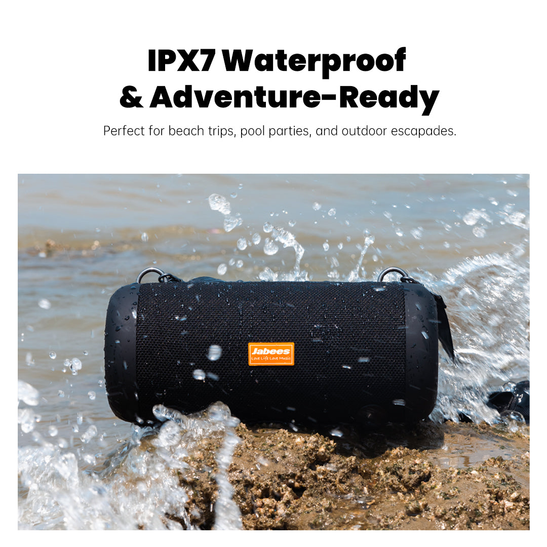 WHALE with Nylon Strap – Bluetooth IPX7 Waterproof Portable Outdoor Speaker with 30W Stereo Sound and USB Charge Out