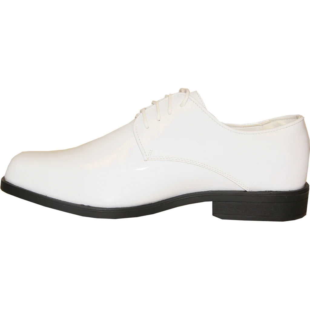 VANGELO Men Dress Shoe TUX-1 Oxford Formal Tuxedo for Prom & Wedding White Patent